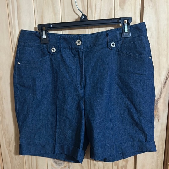 Larry Levine Stretch Women's Denim Blue Shorts - Picture 1 of 5